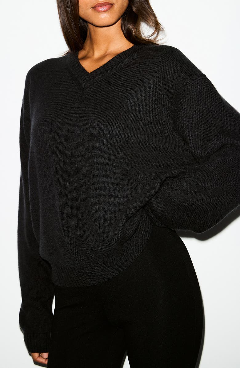 SKIMS Oversize V-Neck Sweater, Alternate, color, Onyx