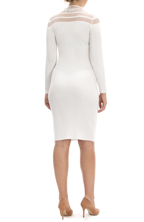 Nina Leonard Sheer Stripe Bodycon Sweater Dress In Ivory
