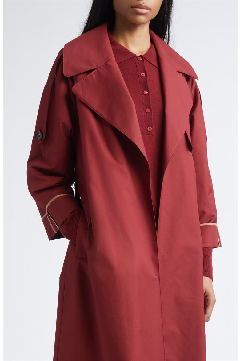 Water Repellent Belted Cotton Blend Trench Coat, Alternate, color, RASPBERRY