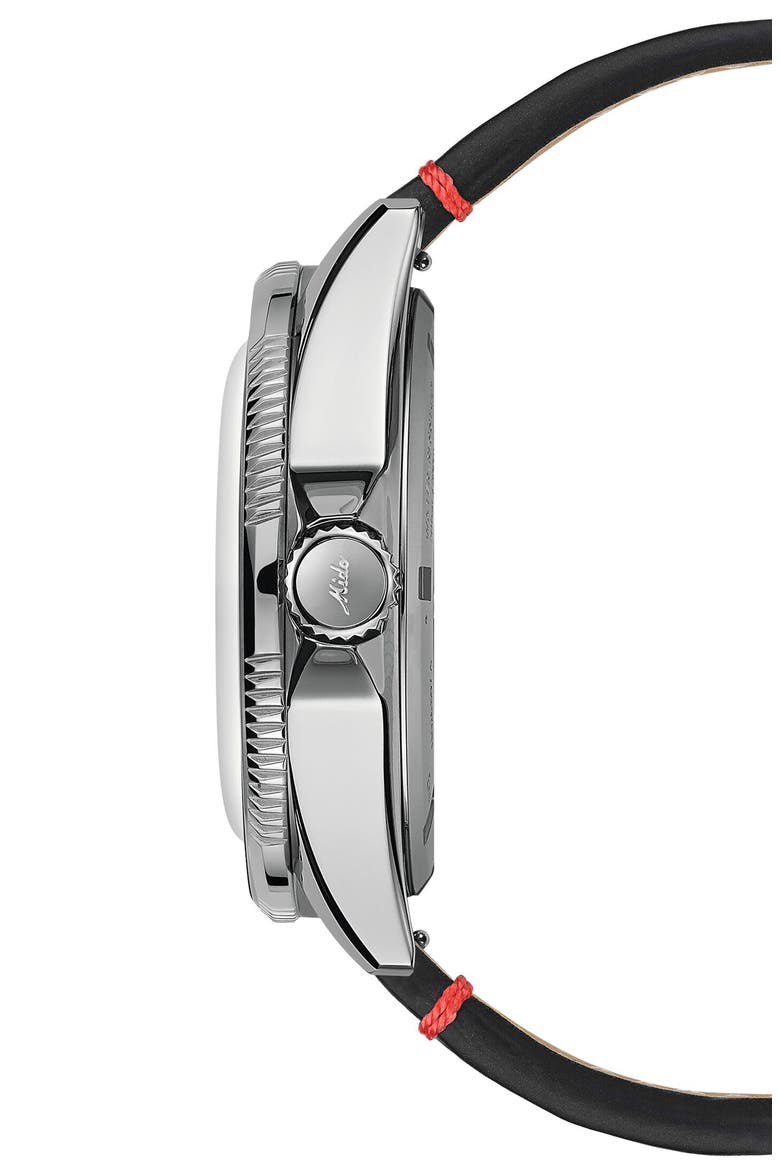 Ocean Star Worldtimer Automatic Leather Strap Watch, 40.5mm, Alternate, color, RED