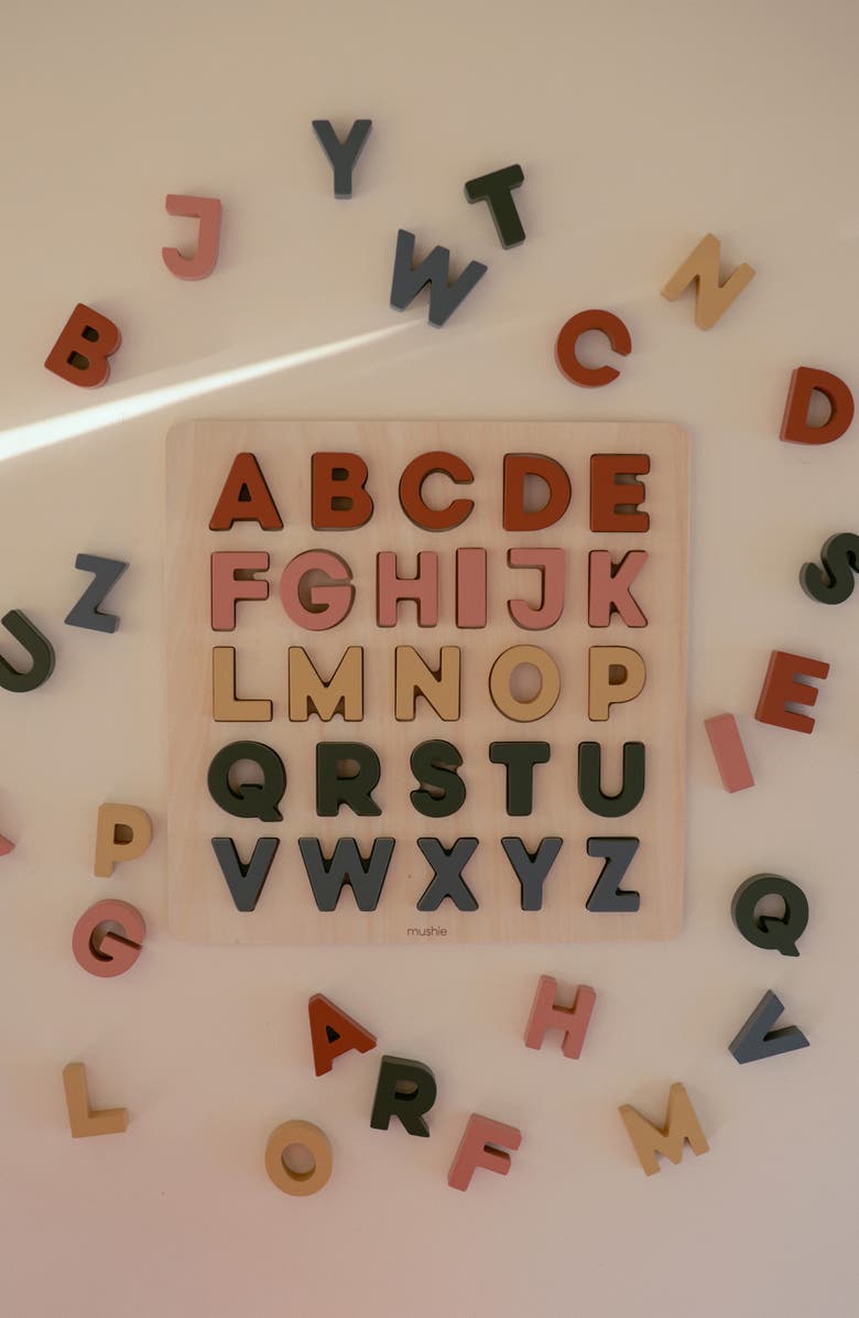 Mushie Wooden Alphabet Puzzle, Alternate, color, 