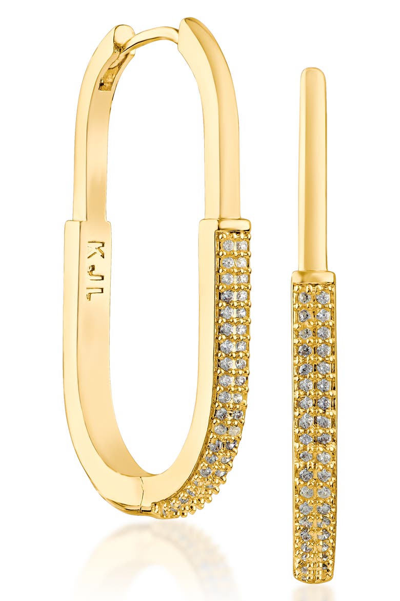 Pavé Oval Hoop Earrings, Main, color, GOLD PLATED