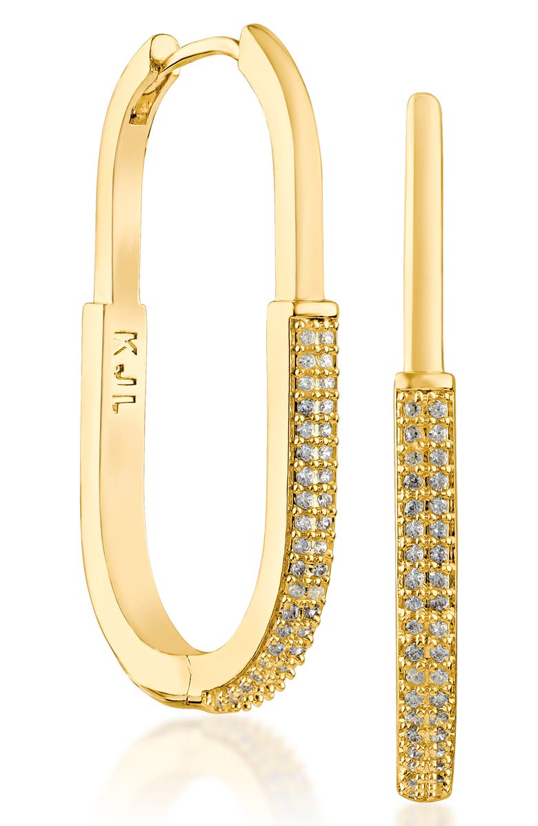 CZ by Kenneth Jay Lane Pavé Oval Hoop Earrings, Main, color, Gold Plated