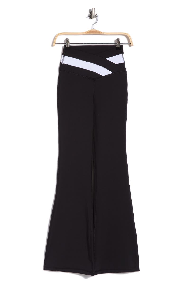 YOGALICIOUS Lux Anya Crossover Colorblock Flared Leggings, Main, color, Black