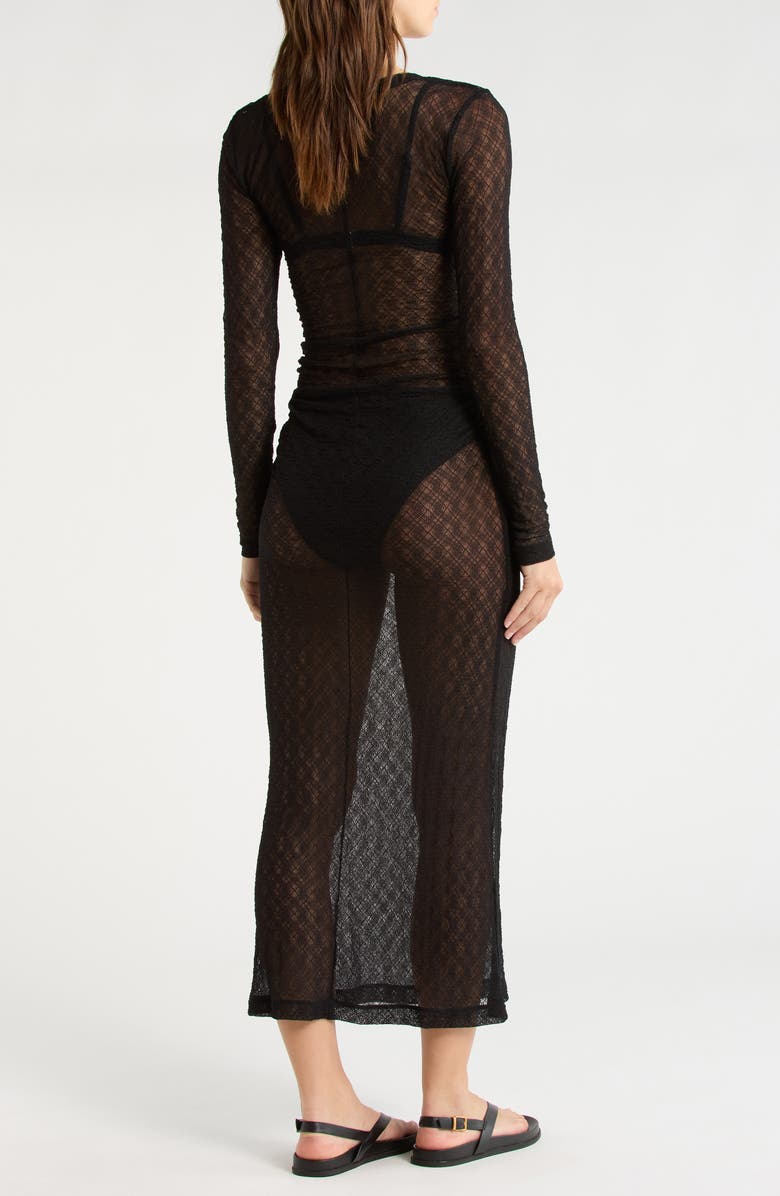 Abound Long Sleeve Sheer Lace Cover Up Dress, Alternate, color, Black