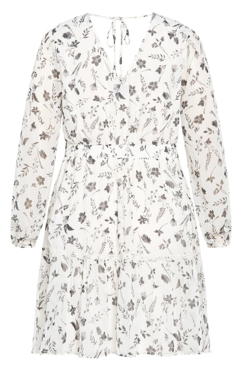 City Chic Kiki Floral Embroidered Long Sleeve Dress, Alternate, color, Aria Mono