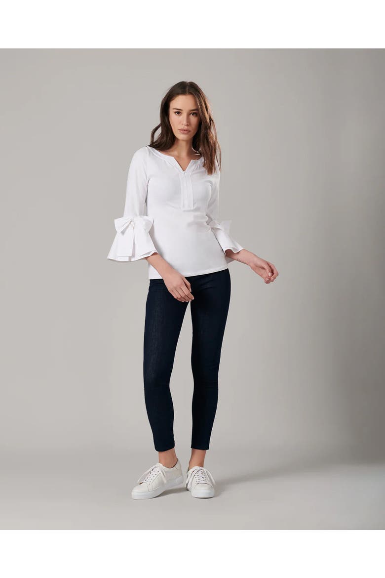Clissa 3/4 Sleeves Fitted Pima Top shirt, Alternate, color, White