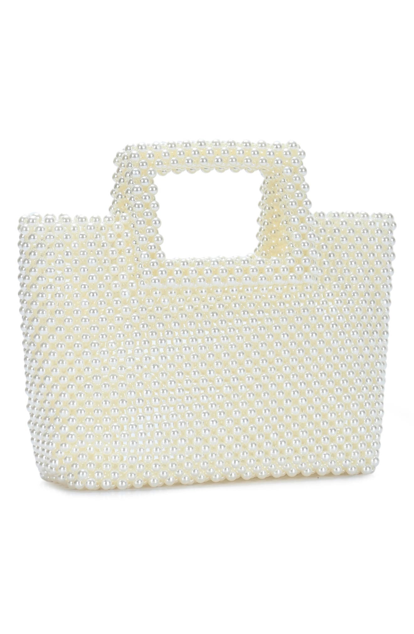 Imitation Pearl Evening Bag, Alternate, color, PEARL
