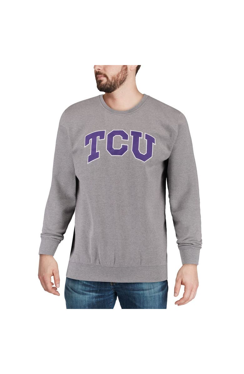 COLOSSEUM Men's Colosseum Heather Gray TCU Horned Frogs Arch & Logo Crew Neck Sweatshirt, Alternate, color, Heather Gray