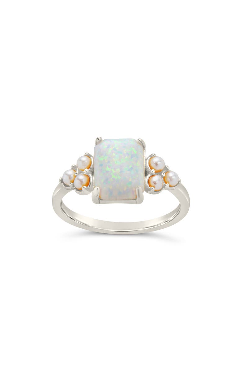 Sterling Forever Lana Faux Pearl & Opal Ring, Alternate, color, Silver