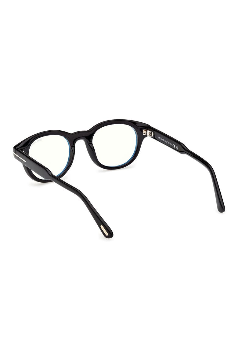 47mm Round Optical Glasses, Alternate, color, SHINY BLACK / T LOGO