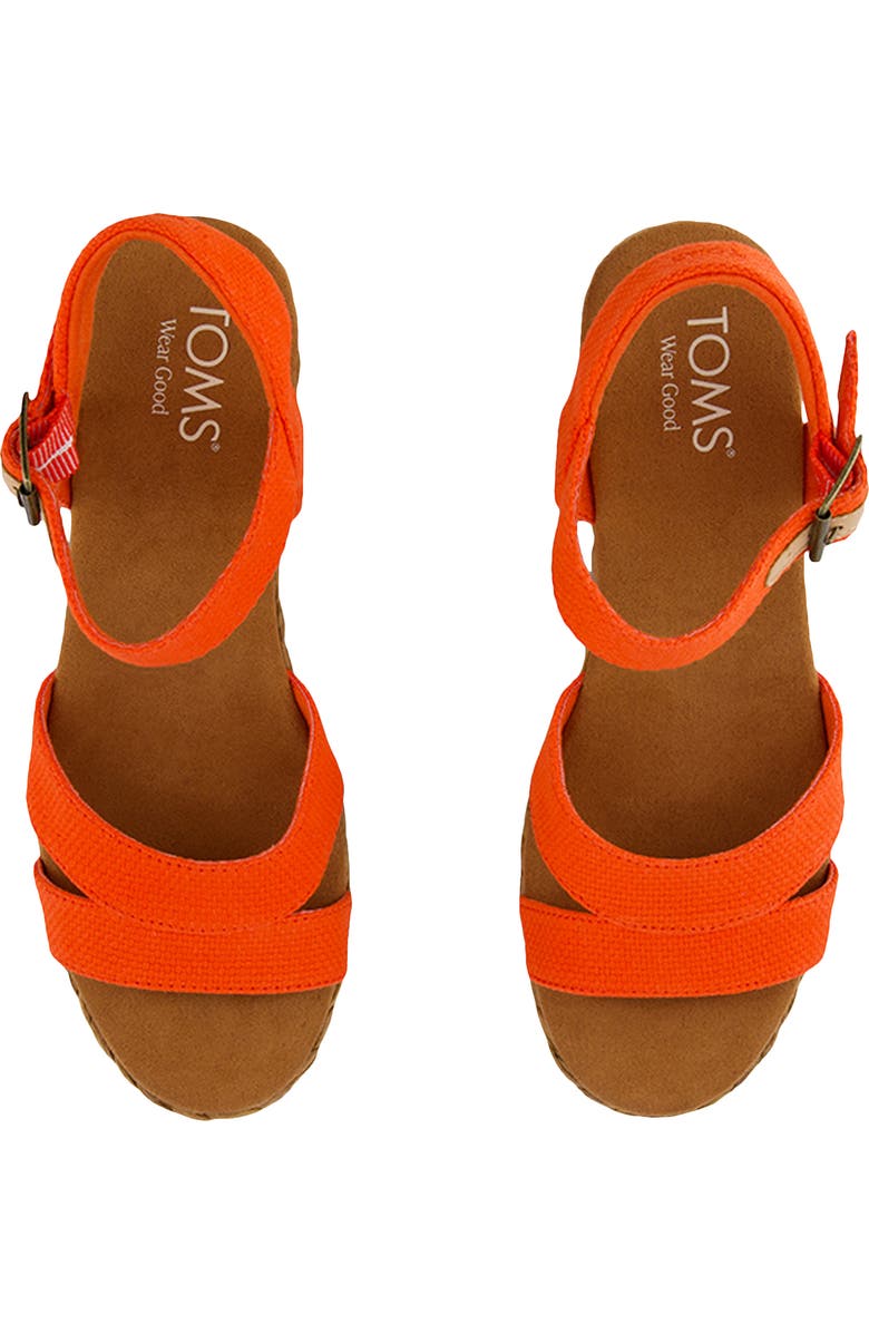 TOMS Audrey Ankle Strap Espadrille Platform Wedge Sandal, Alternate, color, Red