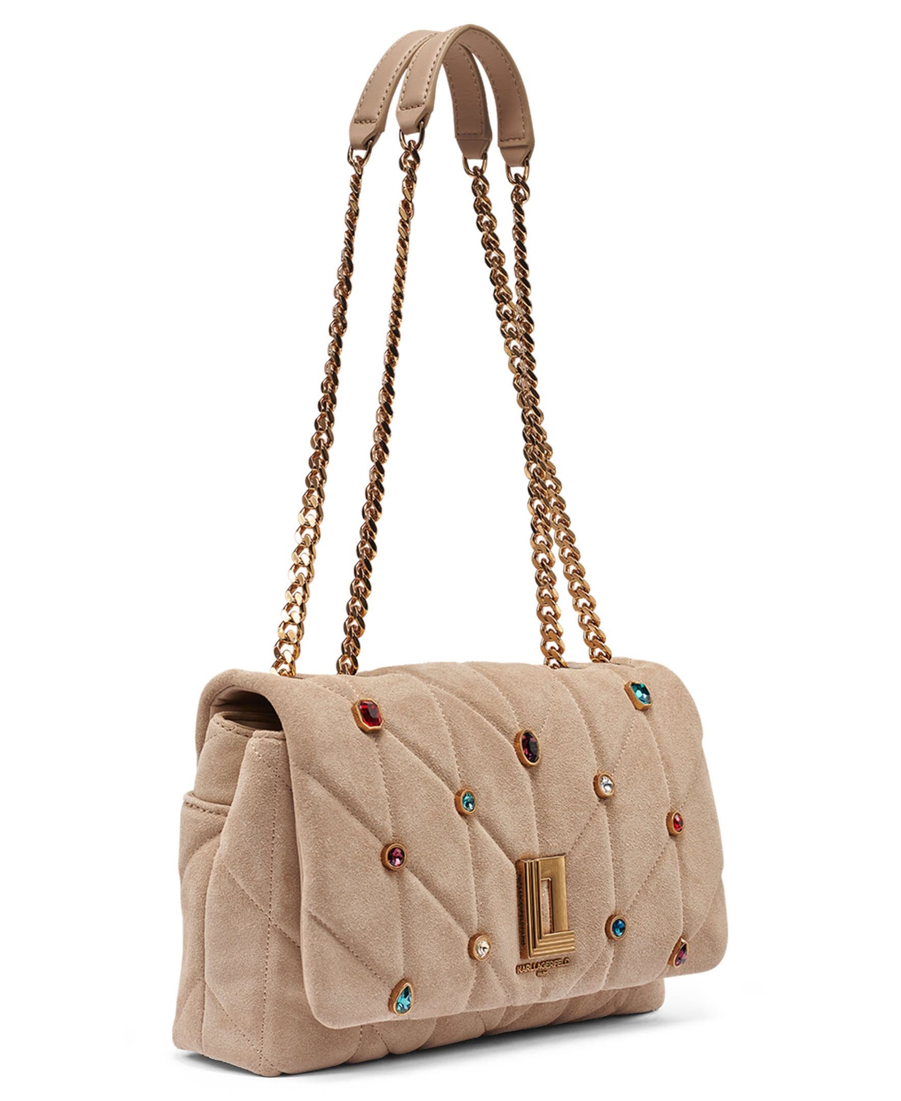 Lafayette Suede Shoulder Bag With Gems, Alternate, color, Cappucino