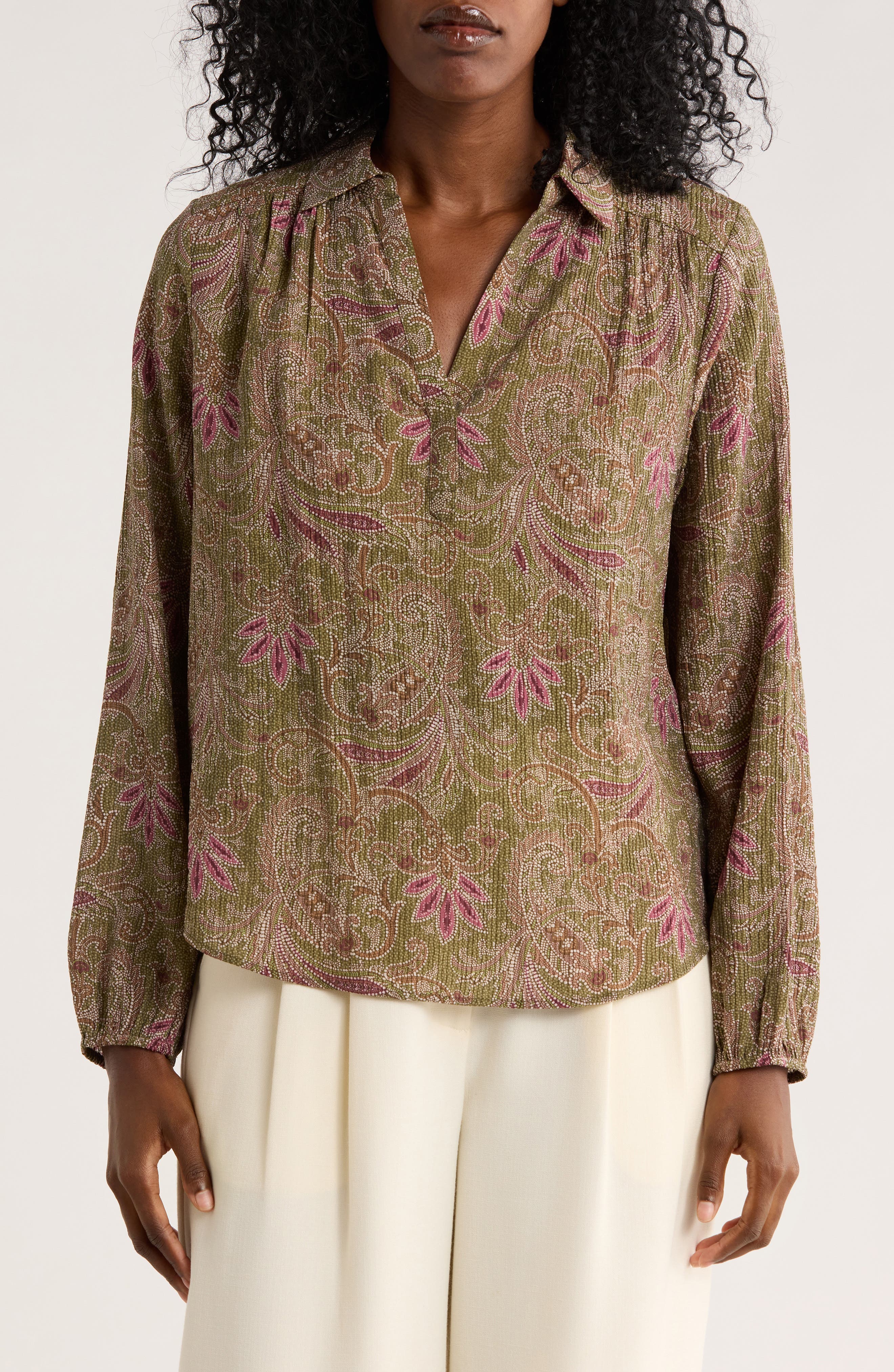 DR2 by Daniel Rainn Textured Split Neck Top