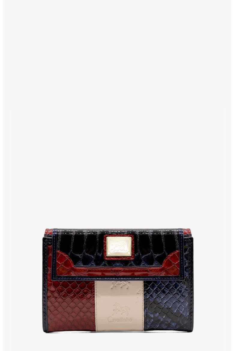 Honor Leather Wallet 205, Main, color, Navy / White / Red