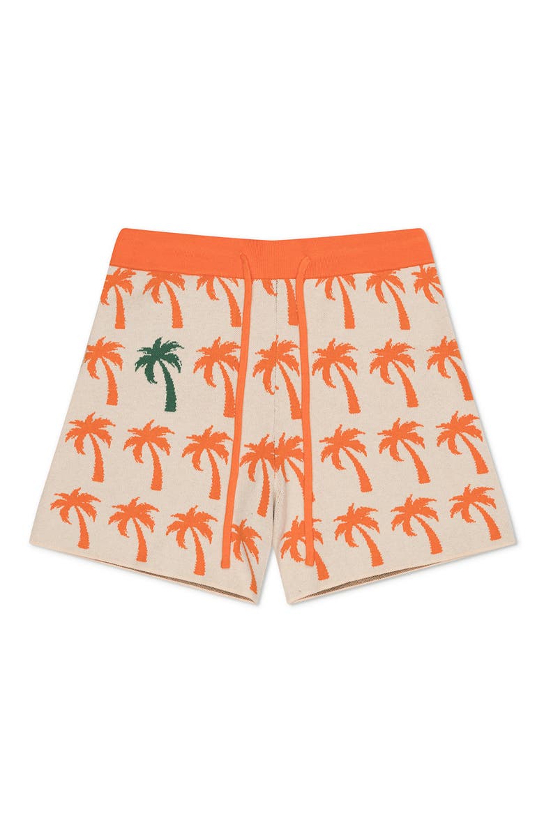 Palms Drawstring Sweater Shorts, Main, color, ORANGE