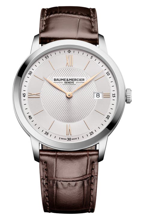 Classima Leather Strap Watch, 40mm