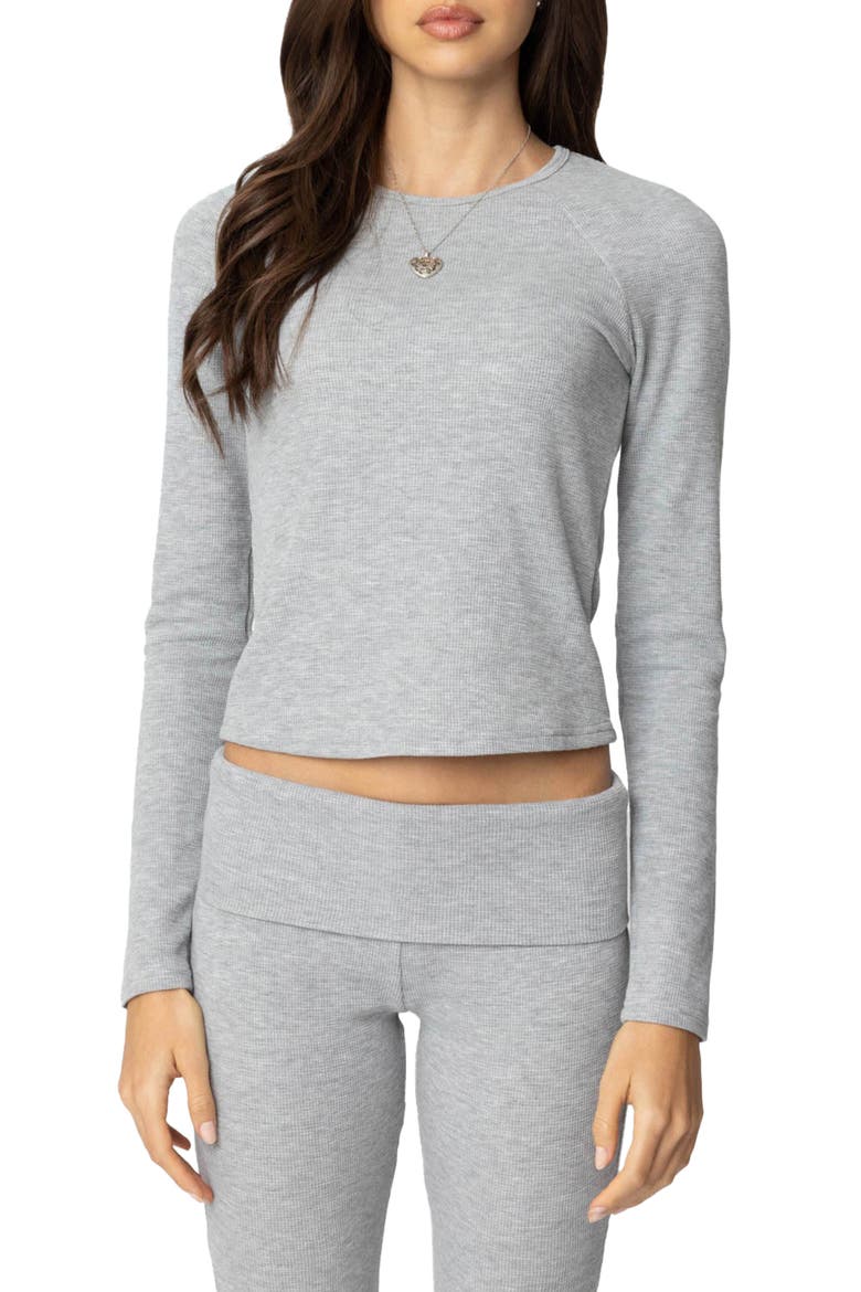 Sab Waffle Knit Long Sleeve Top, Main, color, GRAY-MELANGE