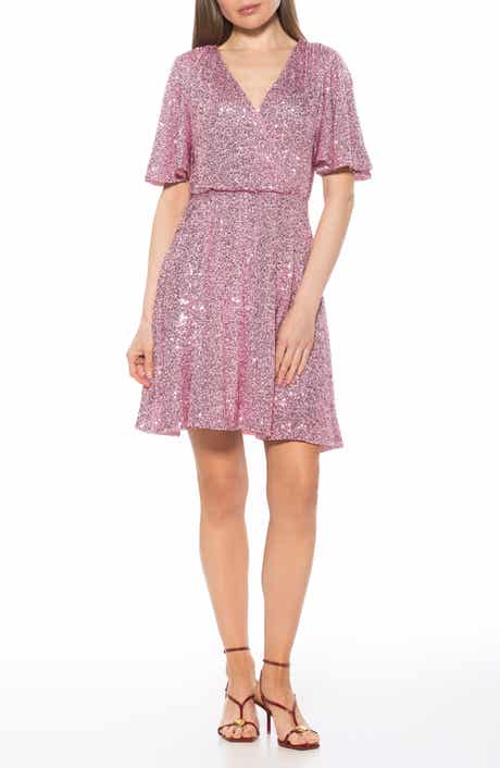 Alexia Admor Oakless Sequin Flutter Sleeve Fit & Flare Dress