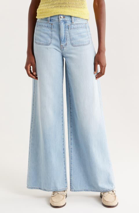 Patch Pocket Superwide Leg Jeans (Ahern Wash)