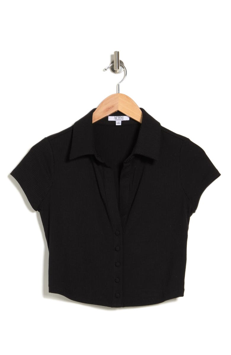 AFRM Cross Button-Down Cropped Shirt, Alternate, color,