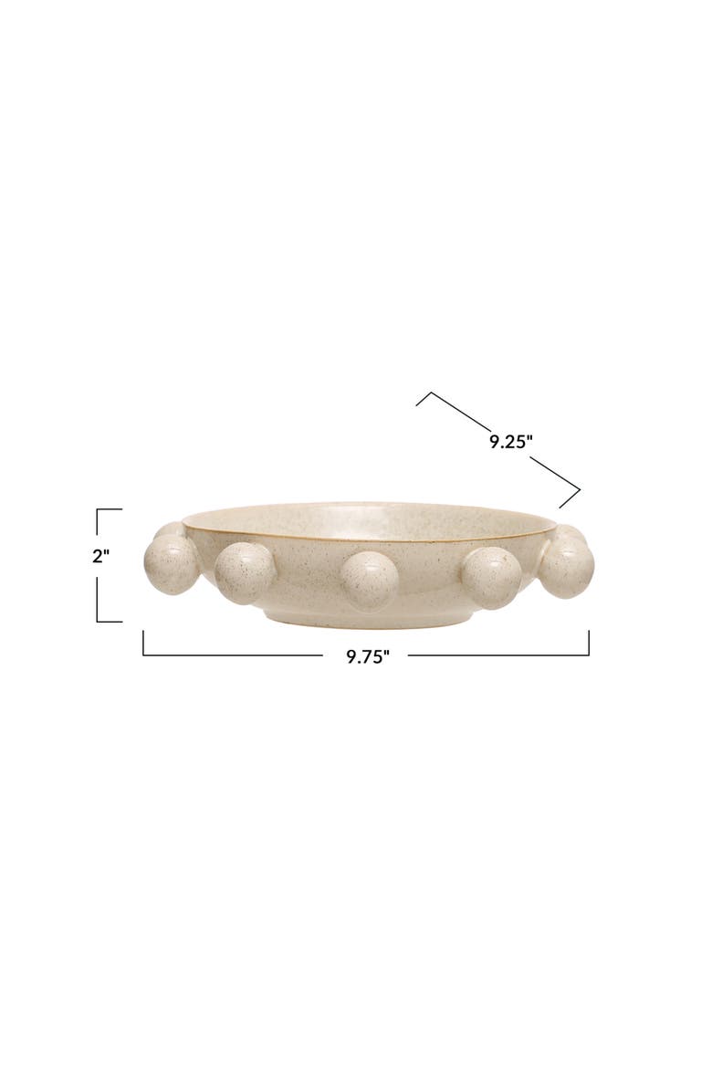 9.75 Inches Stoneware Bowl with Orbs and Reactive Glaze, Cream, Alternate, color, Cream