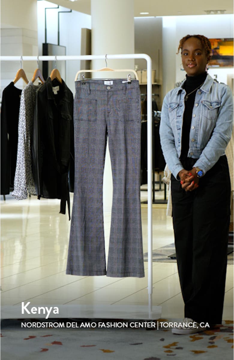 Plaid High Waist Flare Leg Stretch Jeans, sales video thumbnail