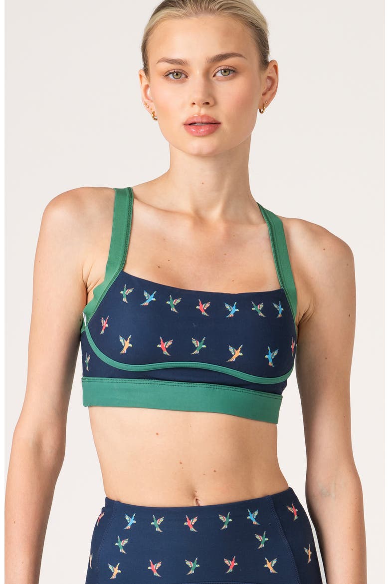 Emerald Echo Reversible Racerback Sports Bra, Alternate, color, Green