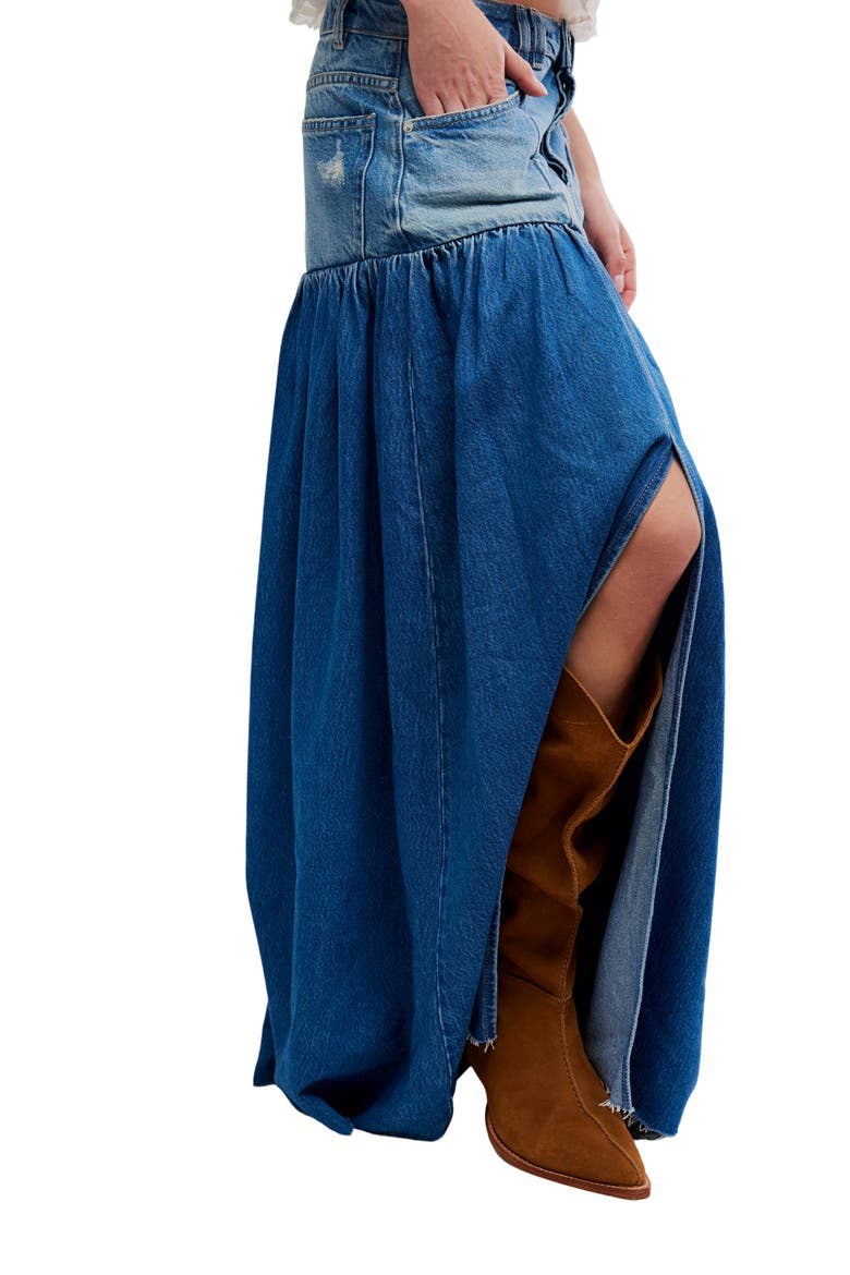 Good Company Mixed Denim Maxi Skirt, Alternate, color, BLESSED