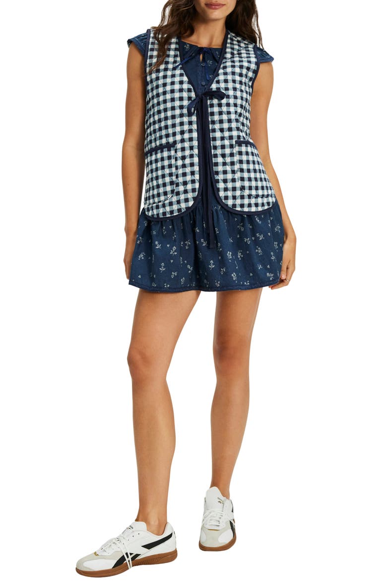 Claudine Quilted Vest, Alternate, color, NAVY GINGHAM