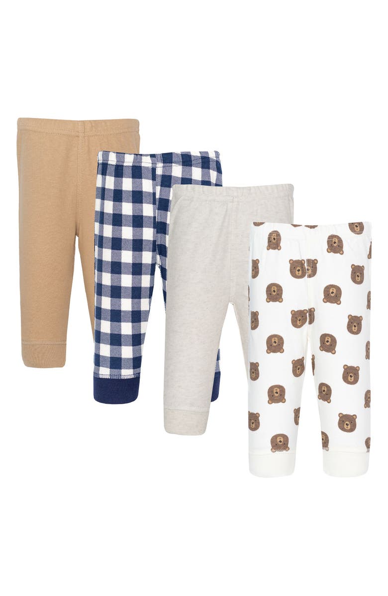 Hudson Baby Pack of 4 Pants Bottoms Set, Main, color, Happy Camper Bear