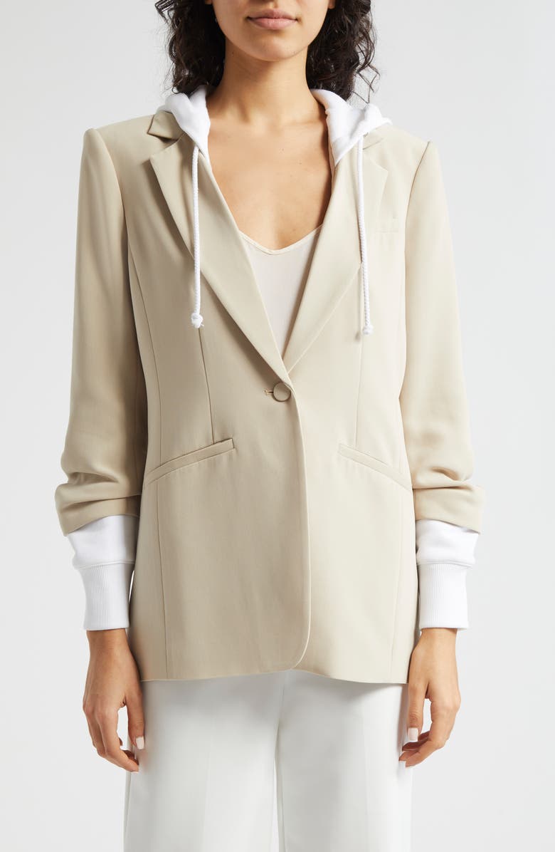 Cinq à Sept Hooded Khloe Jacket, Main, color, Khaki/White