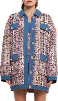Endless Rose Tweed & Denim Oversize Shacket