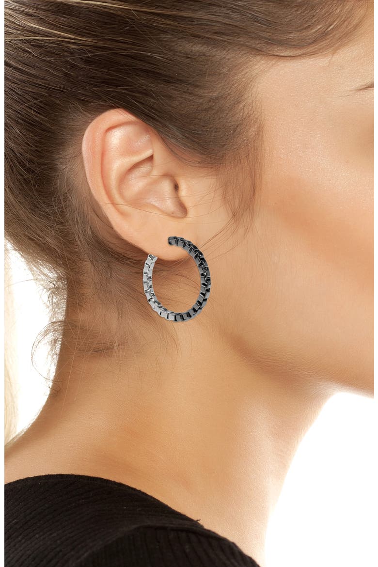 Box Chain Hoop Earrings, Alternate, color, TWO TONE