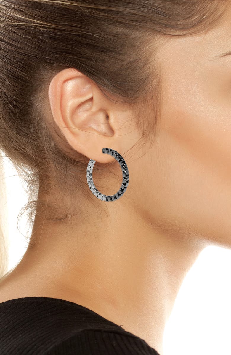 AllSaints Box Chain Hoop Earrings, Alternate, color, Two Tone