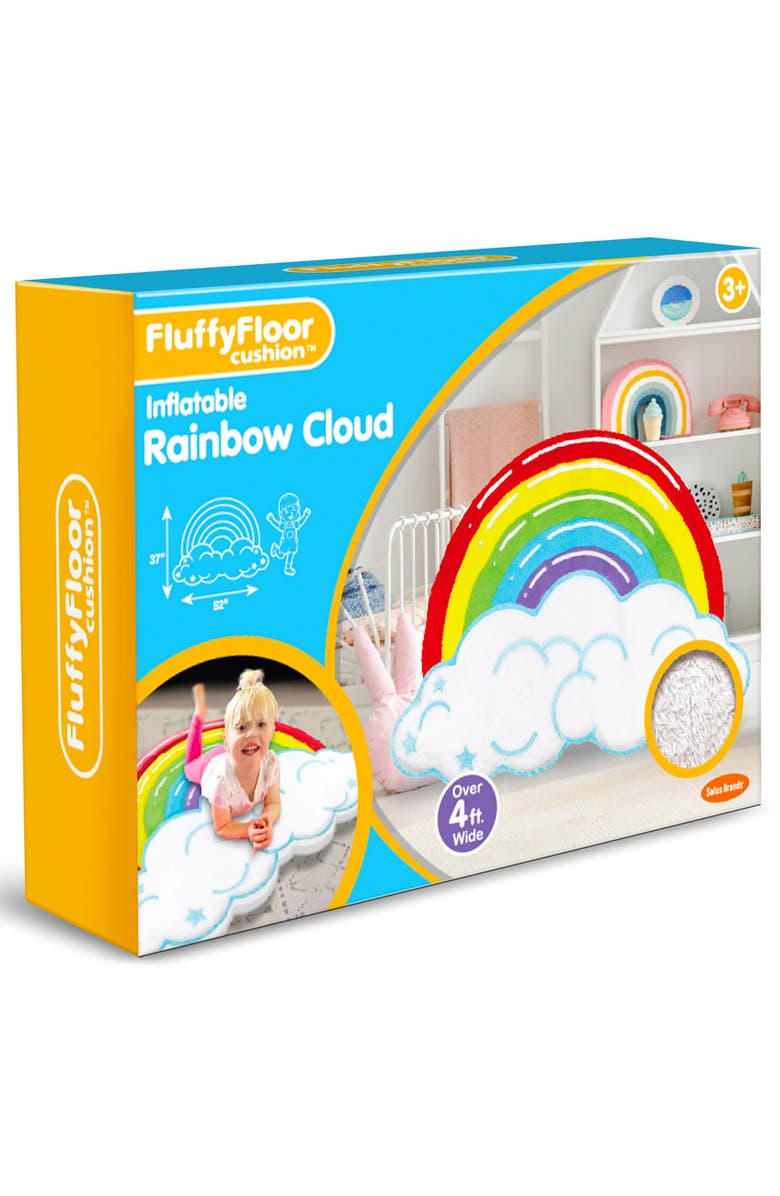 FluffyFloor Cushion Rainbow Cloud Plush Inflatable Floor Pillow, 52X37 Inches 3+, Alternate, color, Multicolored
