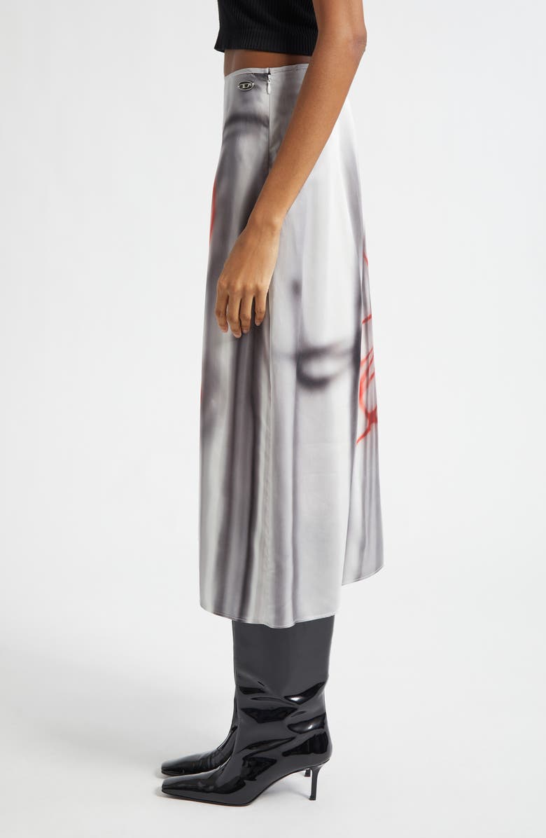 DIESEL<sup>®</sup> O-Rchid-S1 Satin Midi Skirt, Alternate, color, Medium/ White