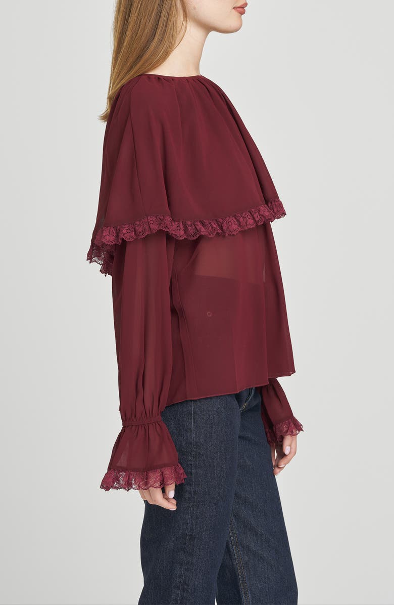 WAYF Mirabel Capelet Top, Alternate, color, Merlot