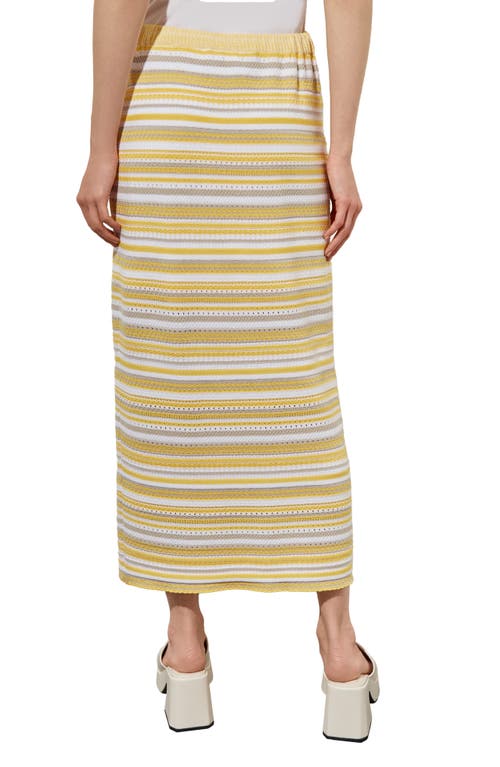 Ming Wang Stripe Knit Maxi Skirt In Pale Marigold/limestone/white