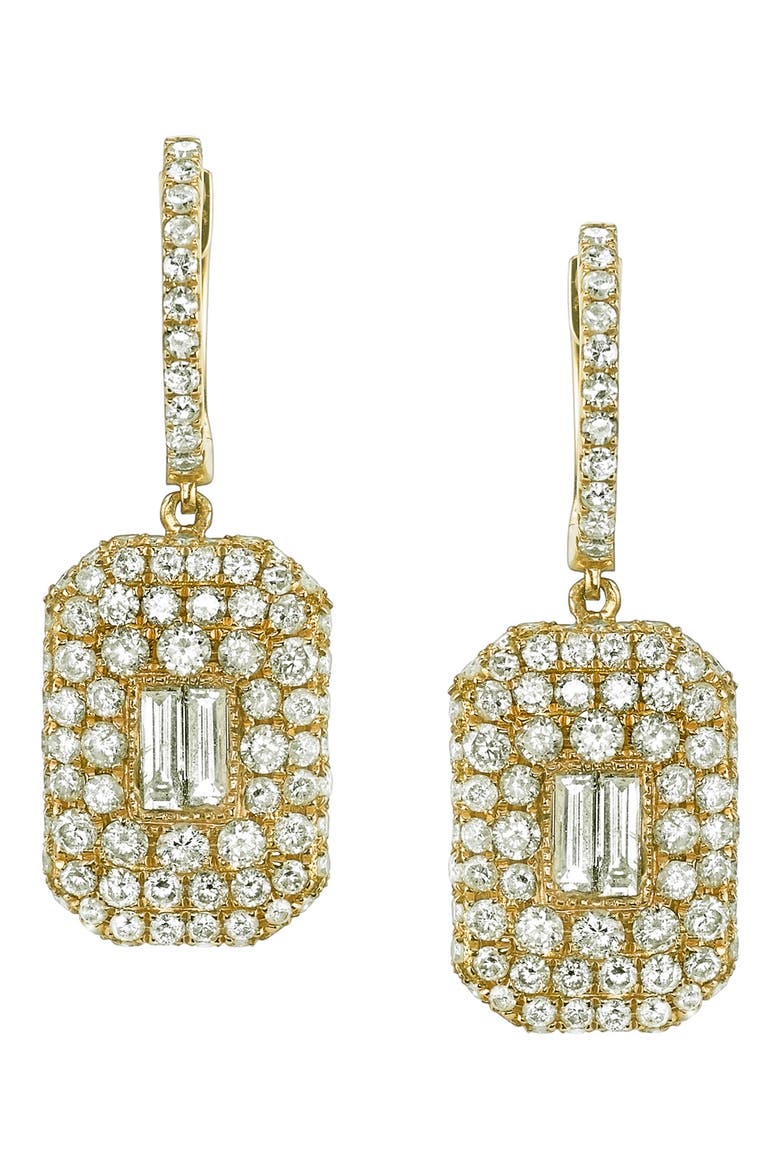 Pavé & Baguette Drop Earrings, Main, color, 18K YELLOW GOLD