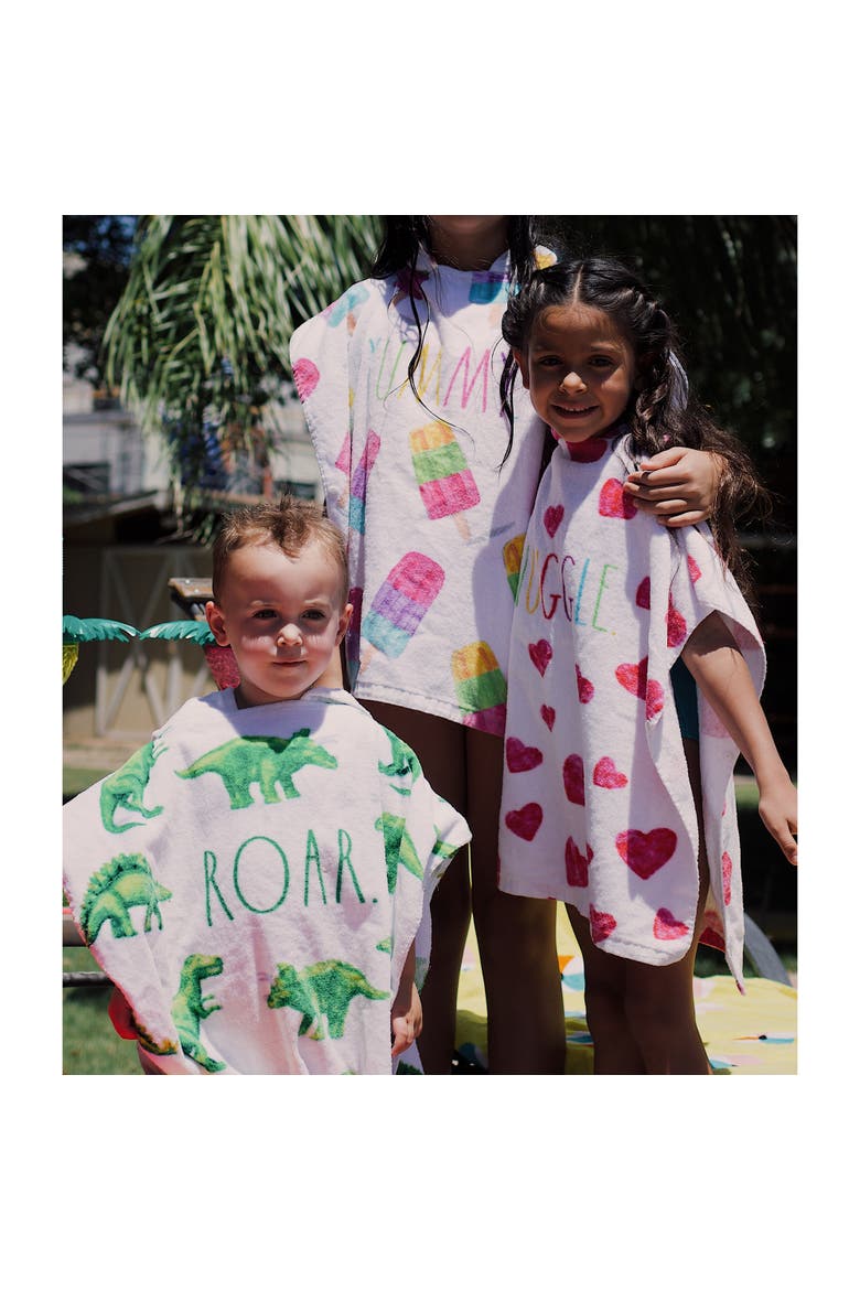 Snuggle Kids Hooded Towel and 12 Inch Beach Ball Hearts, Alternate, color, Multicolored