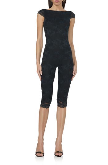 Afrm Gilly Open Back Lace Jumpsuit In Black