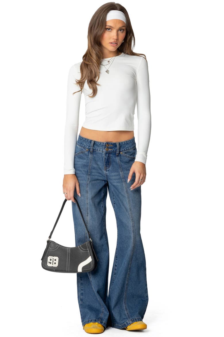 Charlie Seamed Low Rise Wide Leg Jeans, Alternate, color, BLUE-WASHED