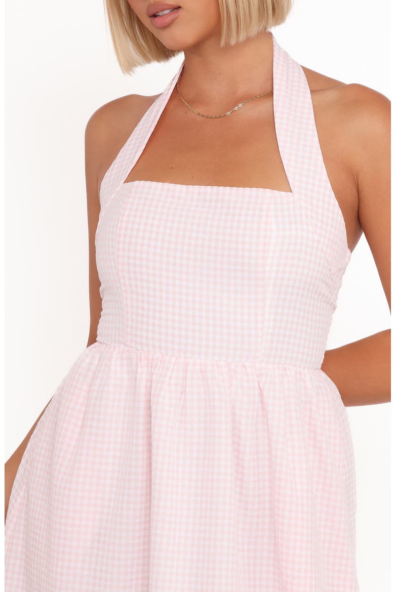 Margerie Halter Dress, Alternate, color, PINK GINGHAM