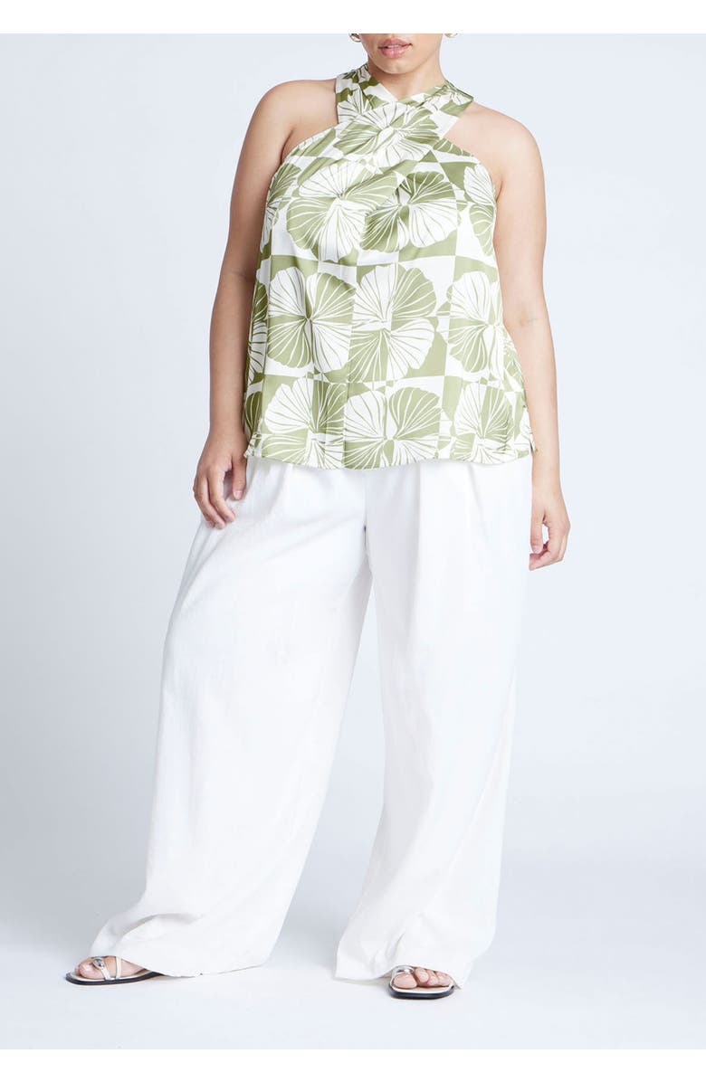 ELOQUII Halter Neck Top, Alternate, color, Frond Fan