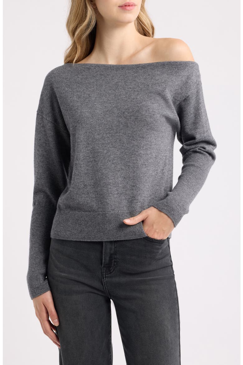 Tianna One-Shoulder Sweater, Main, color, HEATHER CHARCOAL