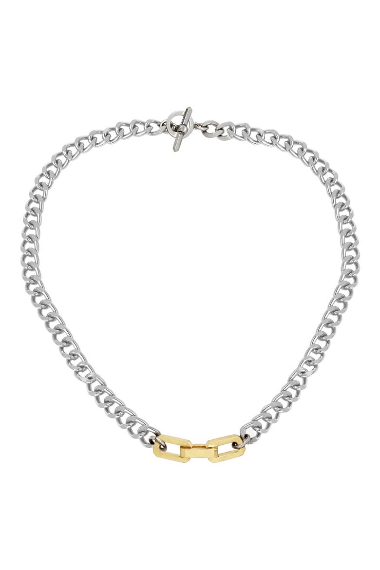 Hex Charm Collar Necklace, Main, color, RHODIUM/ GOLD