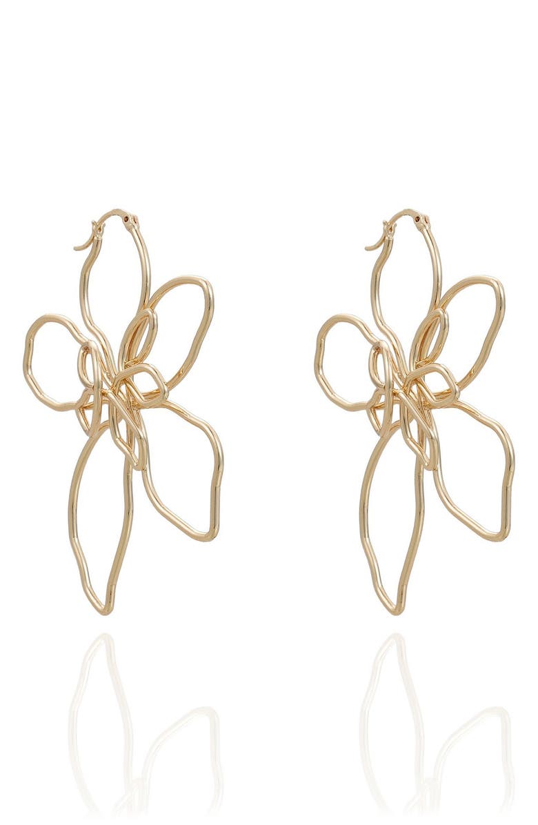 Ettika Wire Flower Statement Earrings, Alternate, color, Gold