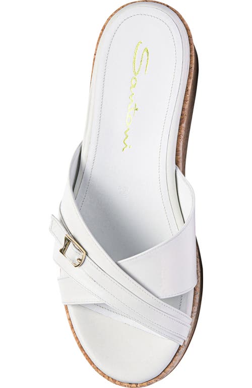 Santoni White Leather Wedge In White