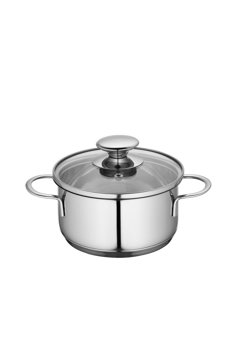 Kuchenprofi Mini Stockpot w/ Glass Lid, 1 qt., 5.5-Inch Diameter, Main, color, Silver